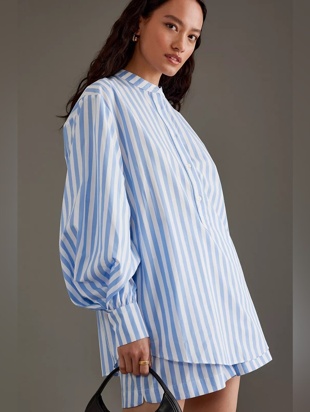 ALIGNE Normandie Balloon-Sleeve Cotton Shirt Size US8